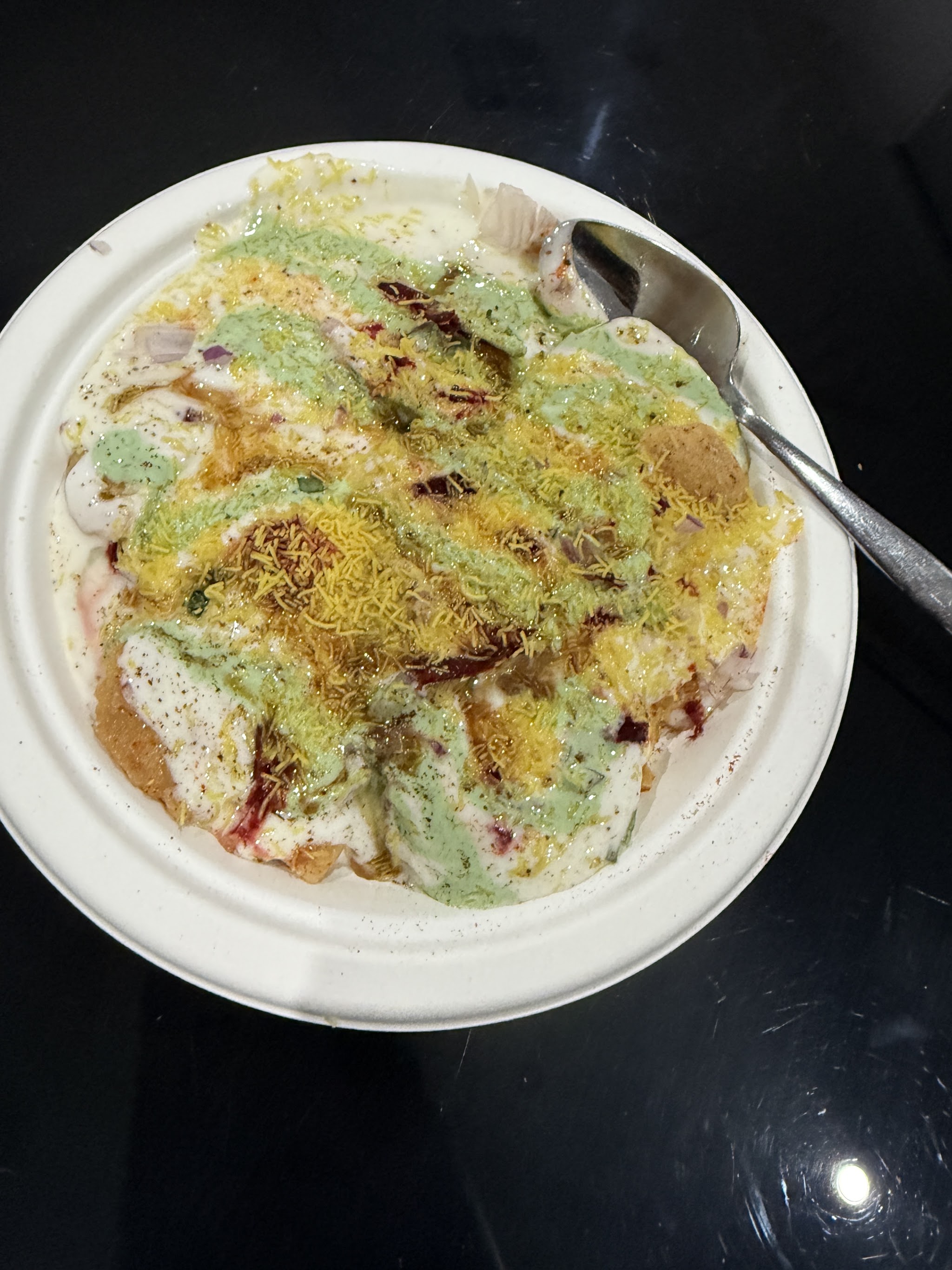 Chaat in a takeaway bowl